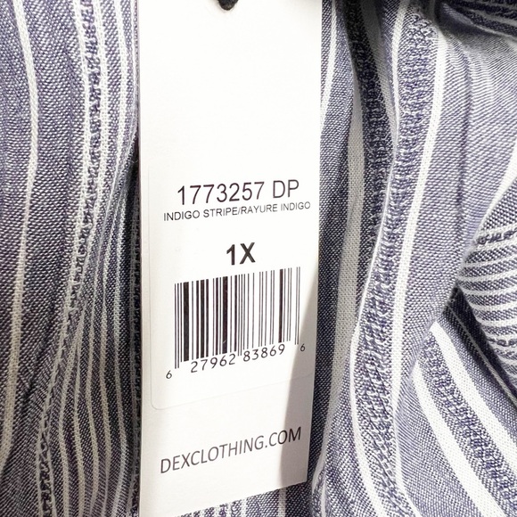 Dex Plus Womens Indigo Striped Printed Bohemian Chiffon Kimono Robe Size 1X - Picture 8 of 8